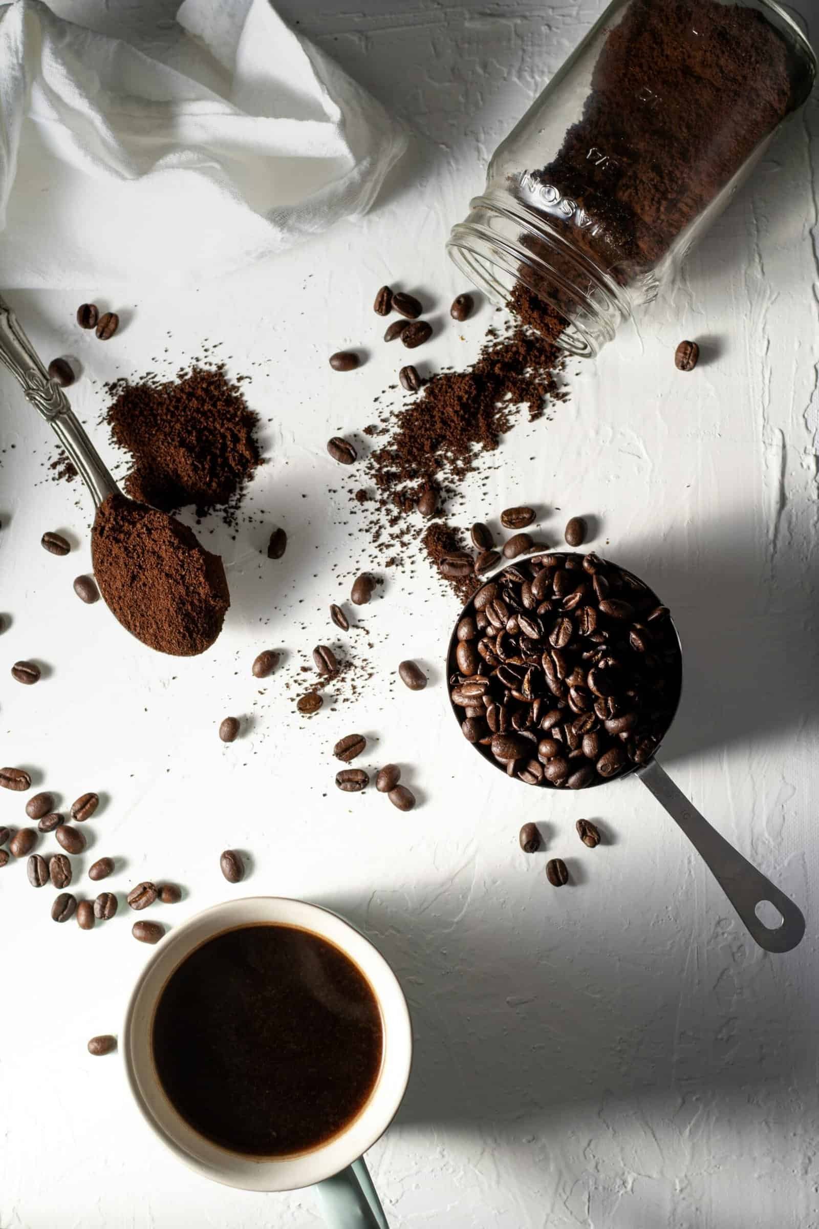 Spilled coffee grounds